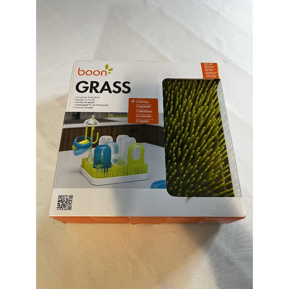 Boon Grass Countertop Drying Rack Drip Tray Holds 12 Baby Bottles Accessories